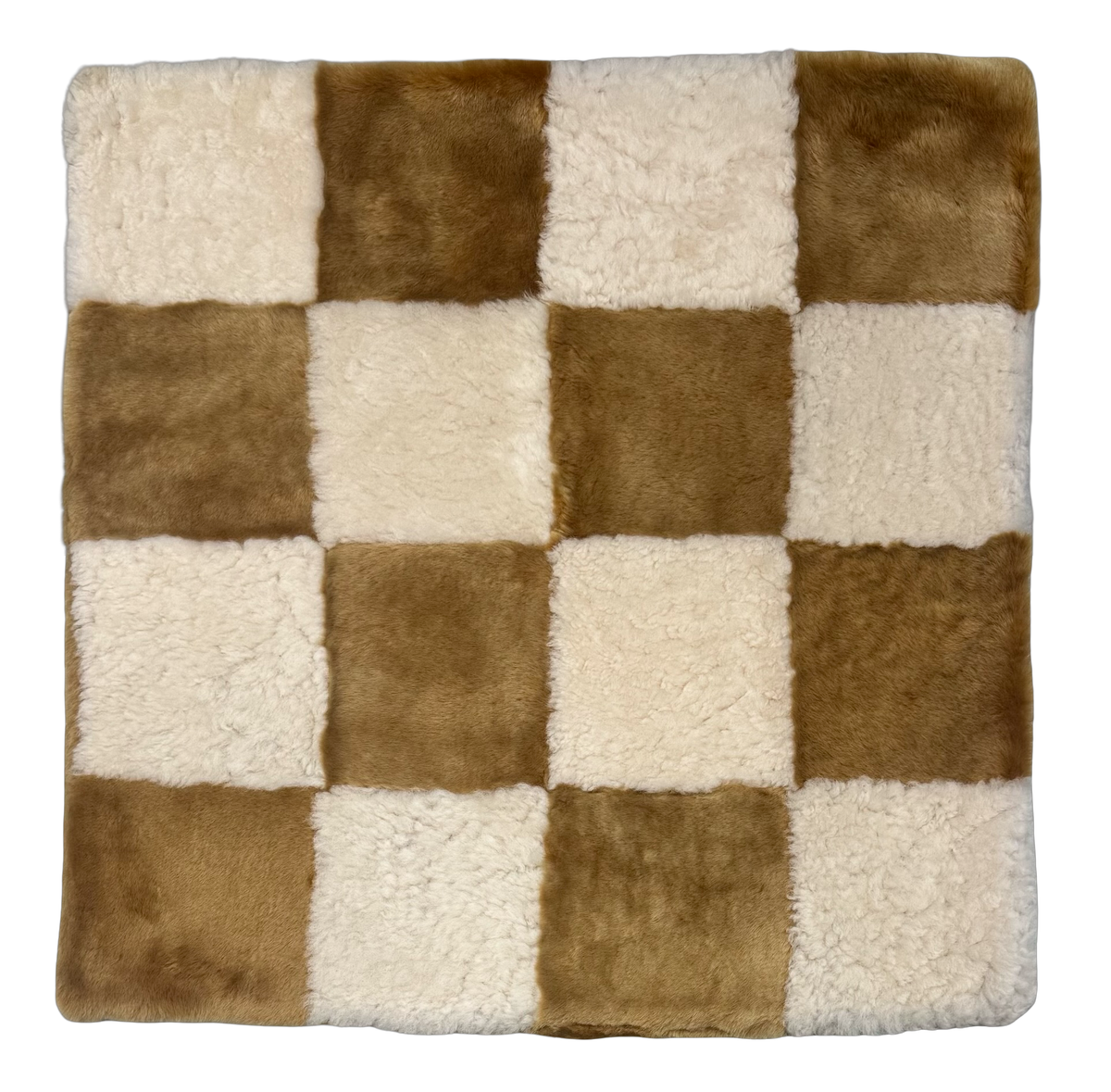 Brown Multi Shearling pillow, 22" × 22"